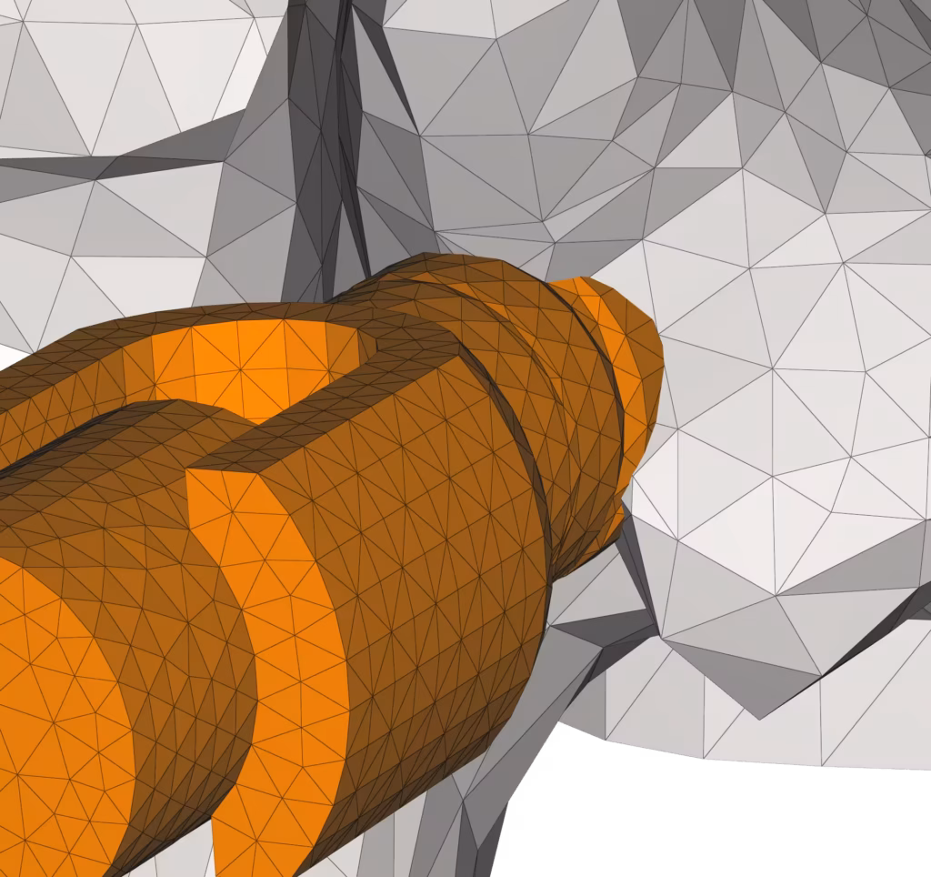 CM2 Intersect® T3 - Vertebra and implant. Initial meshes. Close-up view #2.