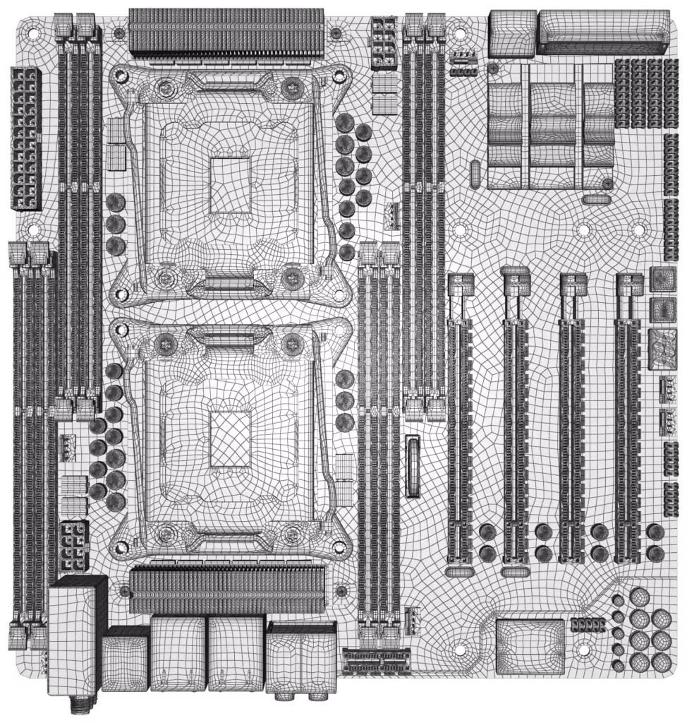 CM2 SurfMesh® Q4 - Isotropic All-Quad Mesh - Motherboard