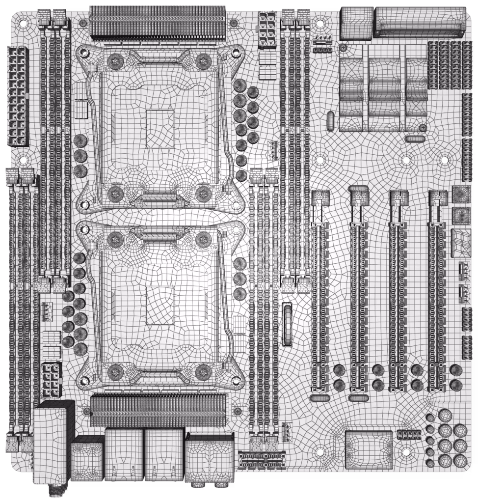 CM2 SurfMesh® Q4 - Isotropic Quad-Dominant Mesh - Motherboard