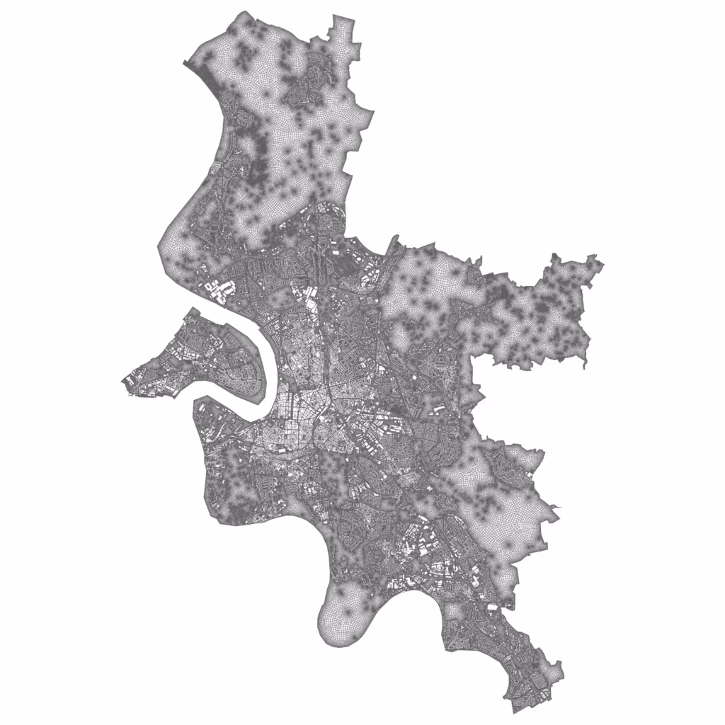 CM2 QuadMesh® Iso - Isotropic Quad-Dominant Mesh (City of Düsseldorf)