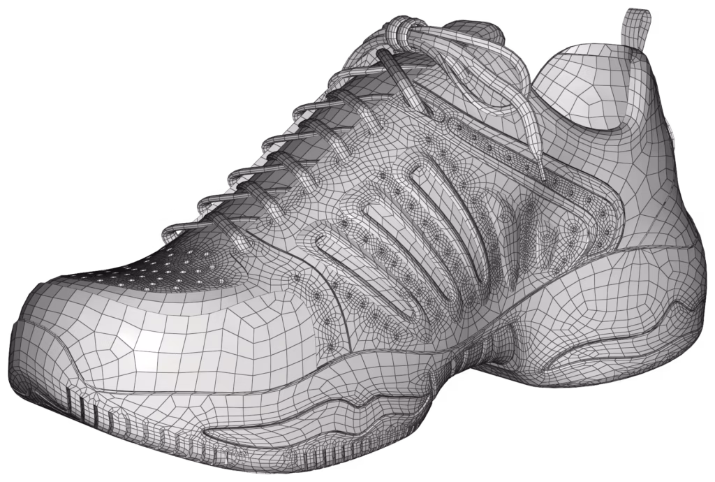 CM2 SurfMesh® Q4 - Anisotropic All-Quad Mesh - Sport Shoe