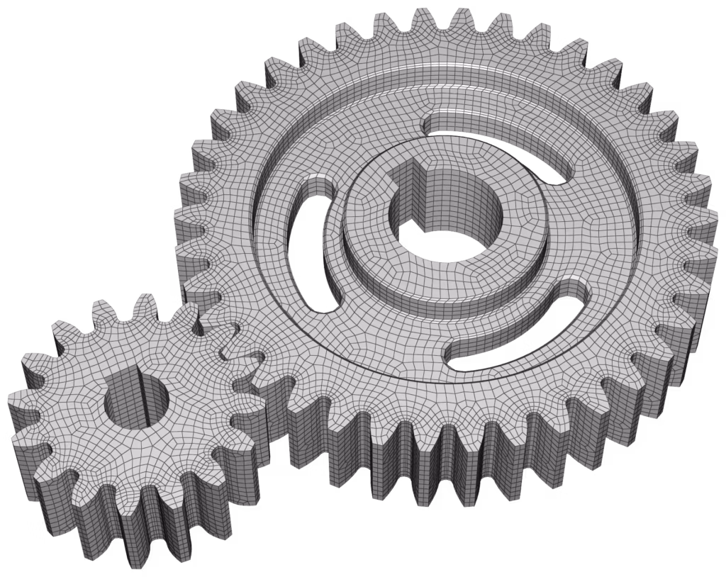 CM2 SurfMesh® Q4 - Isotropic All-Quad Mesh - Spur Gear Train