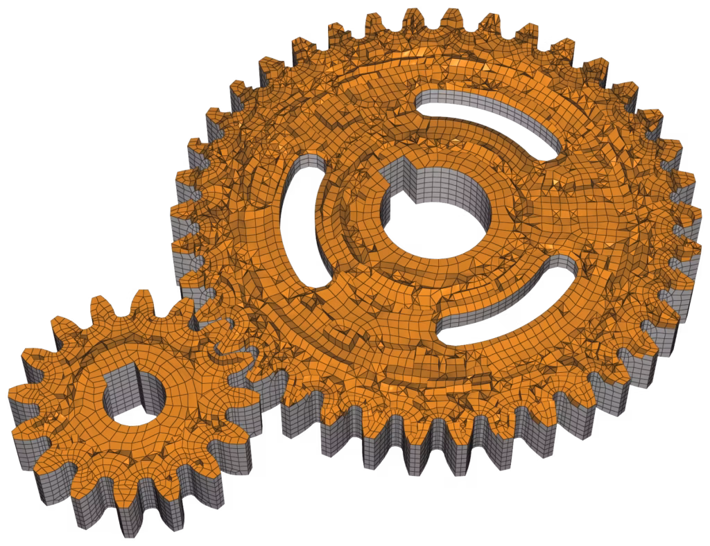CM2 HexaMesh® Iso - Spur Gear Train - Solid mesh (Cut)
