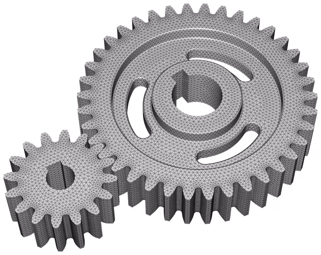 CM2 TetraMesh® Iso - Spur Gear Train - Boundary mesh