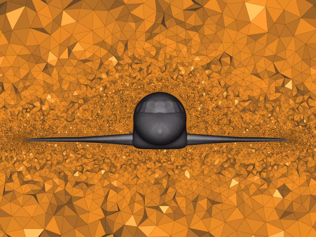 Falcon in box - Isotropic tetrahedron mesh - Zoom