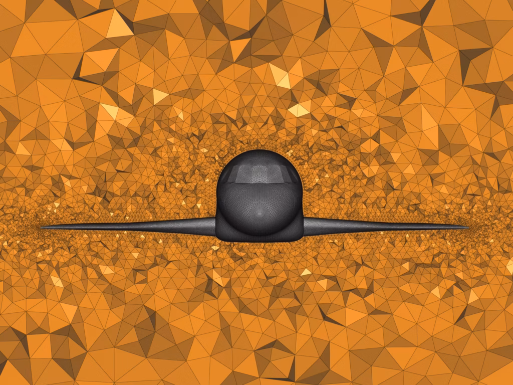 Falcon in box - Isotropic tetrahedron mesh - Zoom