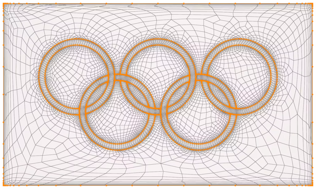 Olympics Flag - Anisotropic All-Quad Mesh (vertices and boundaries)