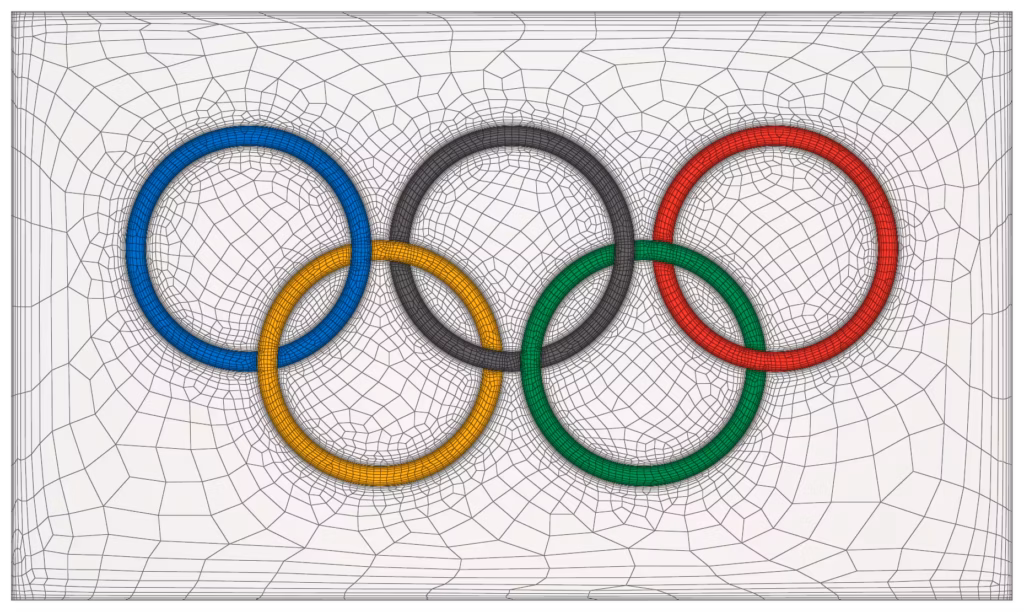 Olympics Flag - Anisotropic Quad-Dominant Mesh